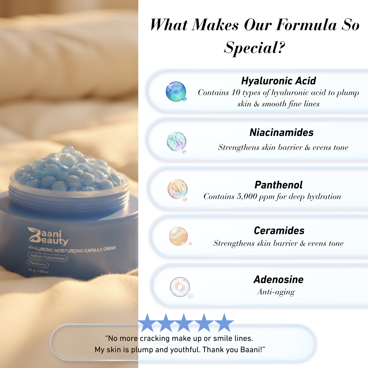 Baani Hyaluronic Moisturizing Capsule Cream